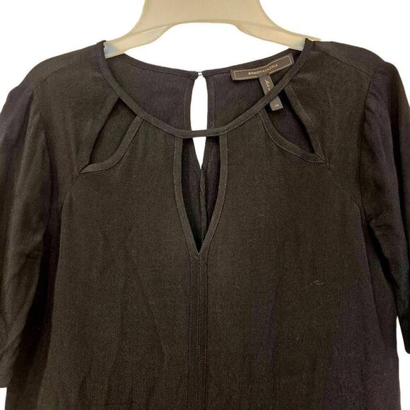 BCBG Maxazria Women's Black Poly/Rayon Short Sleeve Above Knee Dress - Picture 3 of 8